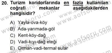Turizm Coğrafyası Dersi 2014 - 2015 Yılı (Vize) Ara Sınav Soruları 20. Soru