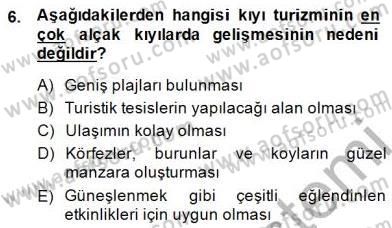 Turizm Coğrafyası Dersi Ara Sınavı Deneme Sınav Soruları 6. Soru
