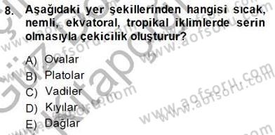 Turizm Coğrafyası Dersi Ara Sınavı Deneme Sınav Soruları 8. Soru