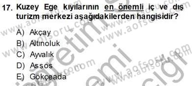 Turizm Coğrafyası Dersi 2014 - 2015 Yılı (Final) Dönem Sonu Sınav Soruları 17. Soru