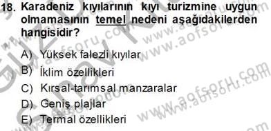 Turizm Coğrafyası Dersi 2014 - 2015 Yılı (Final) Dönem Sonu Sınav Soruları 18. Soru