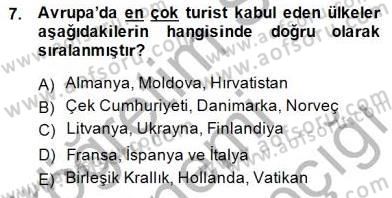 Turizm Coğrafyası Dersi 2014 - 2015 Yılı (Final) Dönem Sonu Sınav Soruları 7. Soru
