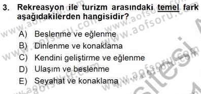 Turizm Coğrafyası Dersi Ara Sınavı Deneme Sınav Soruları 3. Soru