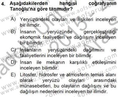 Turizm Coğrafyası Dersi Ara Sınavı Deneme Sınav Soruları 4. Soru