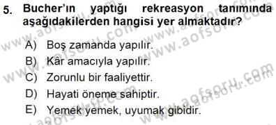 Turizm Coğrafyası Dersi Ara Sınavı Deneme Sınav Soruları 5. Soru