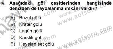 Turizm Coğrafyası Dersi 2015 - 2016 Yılı (Vize) Ara Sınav Soruları 9. Soru