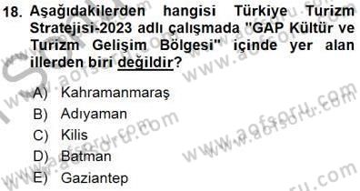 Turizm Coğrafyası Dersi 2015 - 2016 Yılı (Final) Dönem Sonu Sınav Soruları 18. Soru