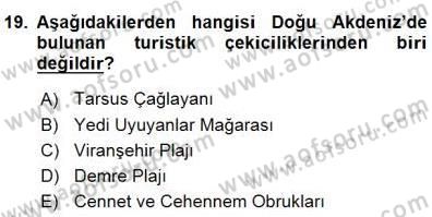 Turizm Coğrafyası Dersi 2015 - 2016 Yılı (Final) Dönem Sonu Sınav Soruları 19. Soru