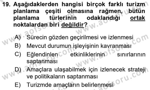 Turizm Coğrafyası Dersi 2023 - 2024 Yılı (Vize) Ara Sınav Soruları 19. Soru