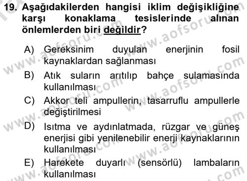 Turizm Coğrafyası Dersi 2024 - 2025 Yılı (Vize) Ara Sınav Soruları 19. Soru