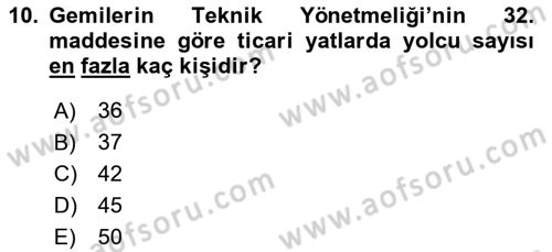 Deniz Turizmi İşletmeciliği Dersi 2020 - 2021 Yılı Yaz Okulu Sınav Soruları 10. Soru