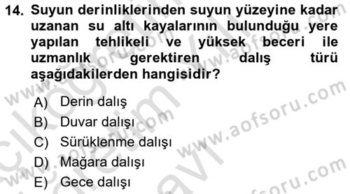Deniz Turizmi İşletmeciliği Dersi 2020 - 2021 Yılı Yaz Okulu Sınav Soruları 14. Soru