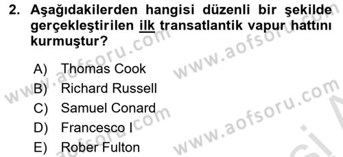 Deniz Turizmi İşletmeciliği Dersi 2020 - 2021 Yılı Yaz Okulu Sınav Soruları 2. Soru