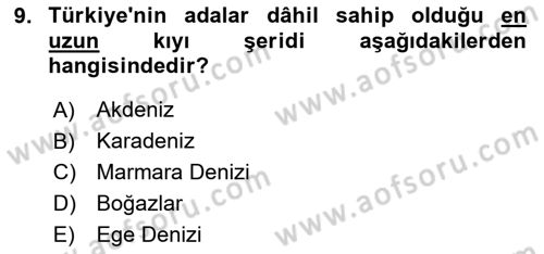 Deniz Turizmi İşletmeciliği Dersi 2020 - 2021 Yılı Yaz Okulu Sınav Soruları 9. Soru