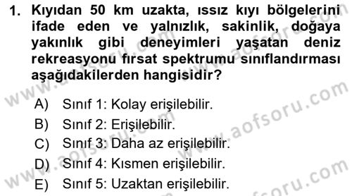Deniz Turizmi İşletmeciliği Dersi 2021 - 2022 Yılı (Vize) Ara Sınav Soruları 1. Soru