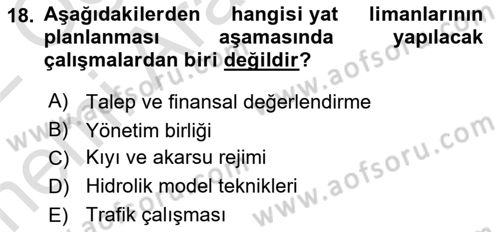 Deniz Turizmi İşletmeciliği Dersi 2021 - 2022 Yılı (Vize) Ara Sınav Soruları 18. Soru