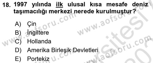 Deniz Turizmi İşletmeciliği Dersi 2021 - 2022 Yılı (Final) Dönem Sonu Sınav Soruları 18. Soru