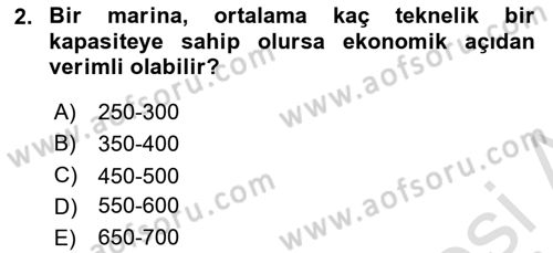 Deniz Turizmi İşletmeciliği Dersi 2021 - 2022 Yılı (Final) Dönem Sonu Sınav Soruları 2. Soru