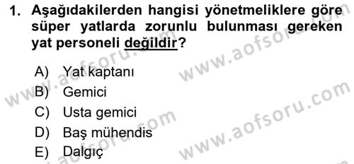 Deniz Turizmi İşletmeciliği Dersi 2022 - 2023 Yılı Yaz Okulu Sınav Soruları 1. Soru