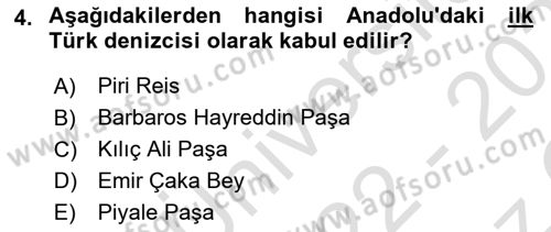 Deniz Turizmi İşletmeciliği Dersi 2022 - 2023 Yılı Yaz Okulu Sınav Soruları 4. Soru