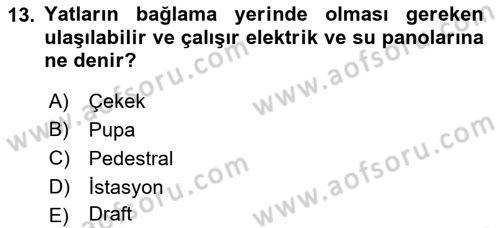 Deniz Turizmi İşletmeciliği Dersi 2023 - 2024 Yılı (Vize) Ara Sınav Soruları 13. Soru