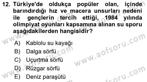 Deniz Turizmi İşletmeciliği Dersi 2023 - 2024 Yılı (Final) Dönem Sonu Sınav Soruları 12. Soru