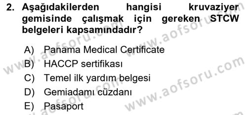 Deniz Turizmi İşletmeciliği Dersi 2023 - 2024 Yılı (Final) Dönem Sonu Sınav Soruları 2. Soru
