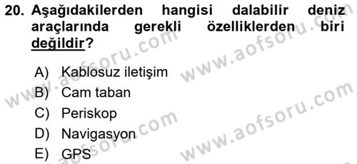 Deniz Turizmi İşletmeciliği Dersi 2023 - 2024 Yılı (Final) Dönem Sonu Sınav Soruları 20. Soru