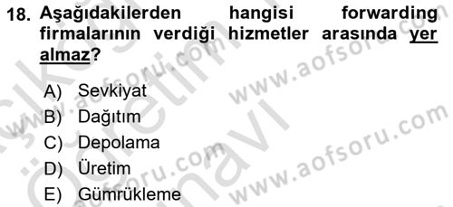 Deniz Turizmi İşletmeciliği Dersi 2023 - 2024 Yılı Yaz Okulu Sınav Soruları 18. Soru