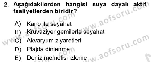 Deniz Turizmi İşletmeciliği Dersi 2024 - 2025 Yılı (Vize) Ara Sınav Soruları 2. Soru