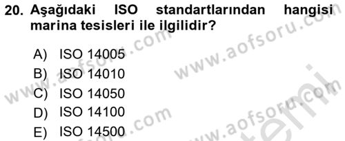 Deniz Turizmi İşletmeciliği Dersi 2024 - 2025 Yılı (Vize) Ara Sınav Soruları 20. Soru