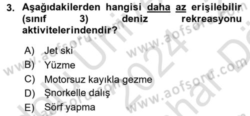 Deniz Turizmi İşletmeciliği Dersi 2024 - 2025 Yılı (Vize) Ara Sınav Soruları 3. Soru