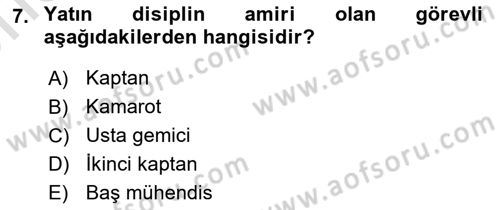 Deniz Turizmi İşletmeciliği Dersi 2024 - 2025 Yılı (Vize) Ara Sınav Soruları 7. Soru