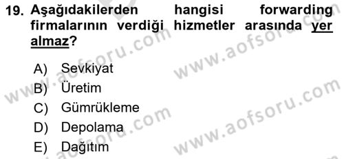 Deniz Turizmi İşletmeciliği Dersi 2024 - 2025 Yılı (Final) Dönem Sonu Sınav Soruları 19. Soru