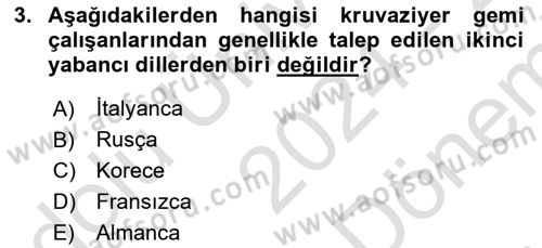 Deniz Turizmi İşletmeciliği Dersi 2024 - 2025 Yılı (Final) Dönem Sonu Sınav Soruları 3. Soru