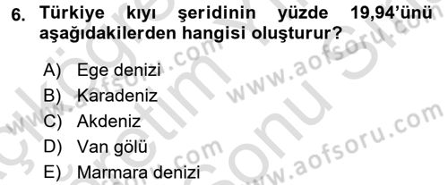 Deniz Turizmi İşletmeciliği Dersi 2024 - 2025 Yılı (Final) Dönem Sonu Sınav Soruları 6. Soru
