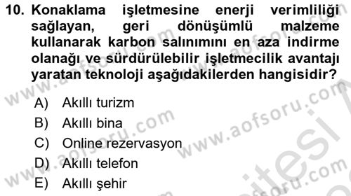 Turizmde Güncel Yaklaşımlar Dersi Ara Sınavı Deneme Sınav Soruları 10. Soru