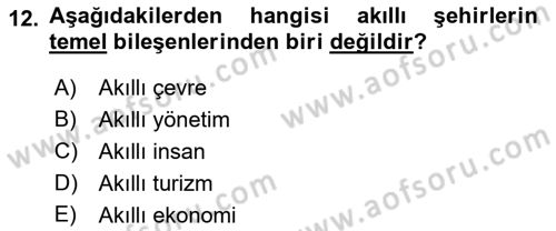 Turizmde Güncel Yaklaşımlar Dersi 2021 - 2022 Yılı (Vize) Ara Sınavı 12. Soru