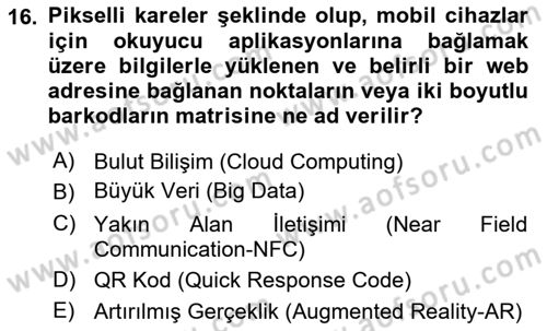 Turizmde Güncel Yaklaşımlar Dersi Ara Sınavı Deneme Sınav Soruları 16. Soru