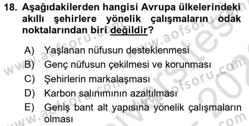 Turizmde Güncel Yaklaşımlar Dersi Ara Sınavı Deneme Sınav Soruları 18. Soru