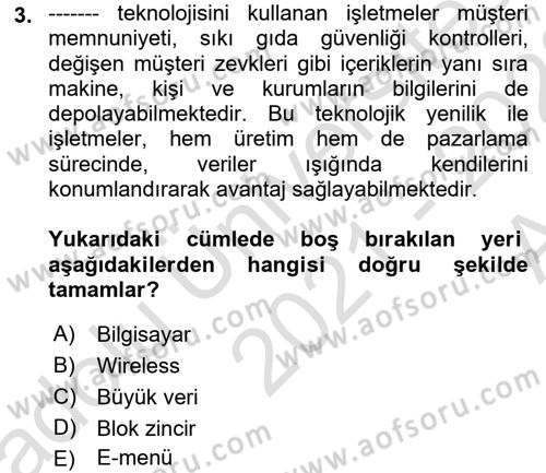 Turizmde Güncel Yaklaşımlar Dersi Ara Sınavı Deneme Sınav Soruları 3. Soru