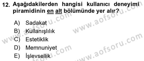 Turizmde Güncel Yaklaşımlar Dersi Ara Sınavı Deneme Sınav Soruları 12. Soru