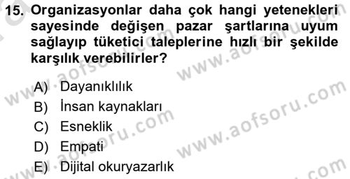 Turizmde Güncel Yaklaşımlar Dersi Ara Sınavı Deneme Sınav Soruları 15. Soru