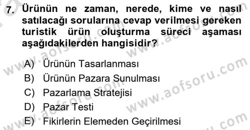 Turizmde Güncel Yaklaşımlar Dersi Ara Sınavı Deneme Sınav Soruları 7. Soru