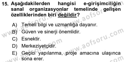 Turizmde Güncel Yaklaşımlar Dersi Ara Sınavı Deneme Sınav Soruları 15. Soru