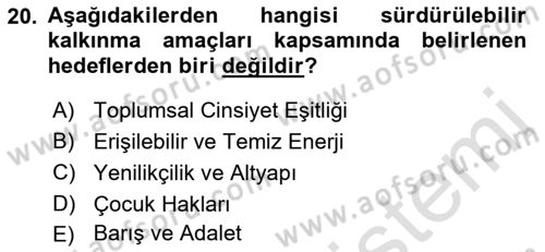 Turizmde Güncel Yaklaşımlar Dersi Ara Sınavı Deneme Sınav Soruları 20. Soru