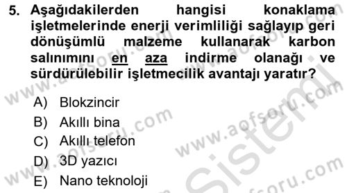 Turizmde Güncel Yaklaşımlar Dersi Ara Sınavı Deneme Sınav Soruları 5. Soru