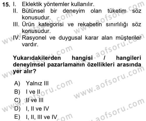 Turizmde Güncel Yaklaşımlar Dersi 2023 - 2024 Yılı (Final) Dönem Sonu Sınav Soruları 15. Soru