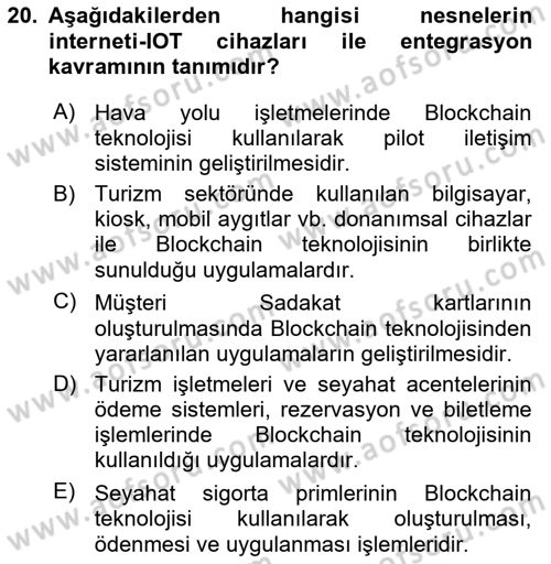 Turizmde Güncel Yaklaşımlar Dersi 2023 - 2024 Yılı (Final) Dönem Sonu Sınav Soruları 20. Soru