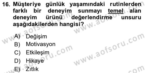Turizmde Güncel Yaklaşımlar Dersi 2023 - 2024 Yılı Yaz Okulu Sınav Soruları 16. Soru